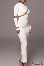 Irregular Slit Long Sleeve Dress image 7