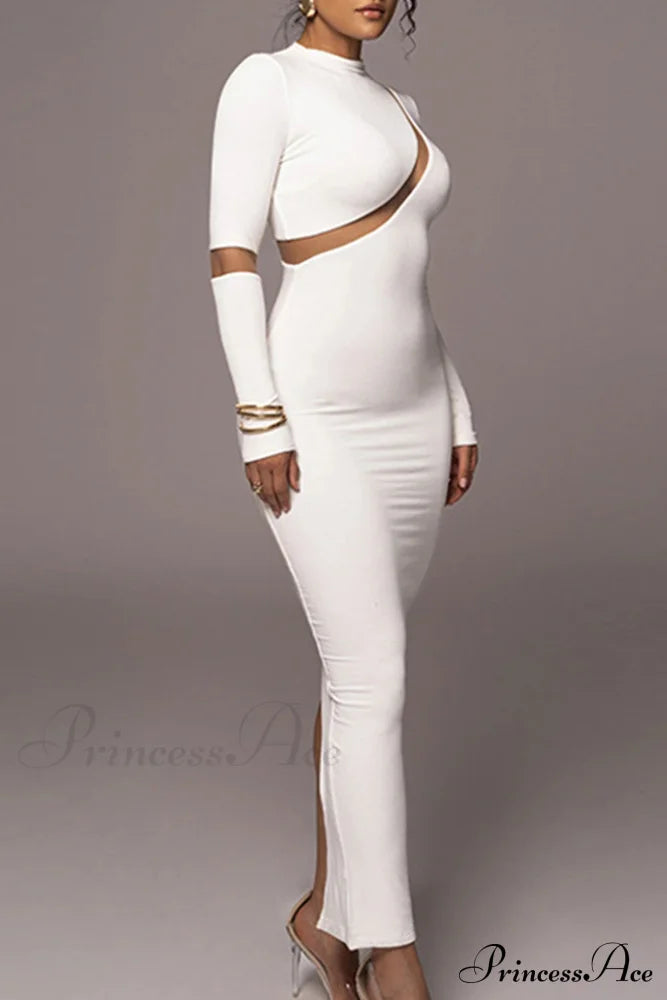 Irregular Slit Long Sleeve Dress image 7