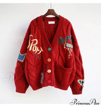 Jacket Loose Pocket Embroidery Fashion Knit Cardigan image 8