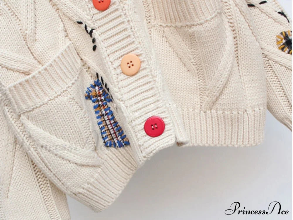 Jacket Loose Pocket Embroidery Fashion Knit Cardigan image 14