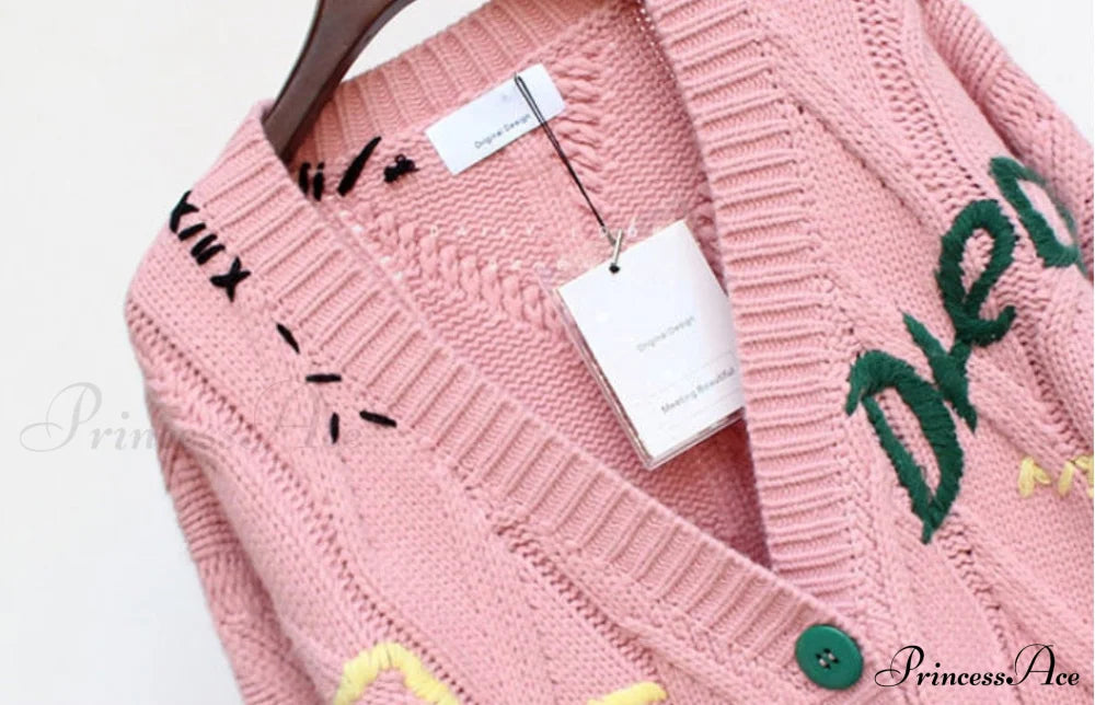 Jacket Loose Pocket Embroidery Fashion Knit Cardigan image 25