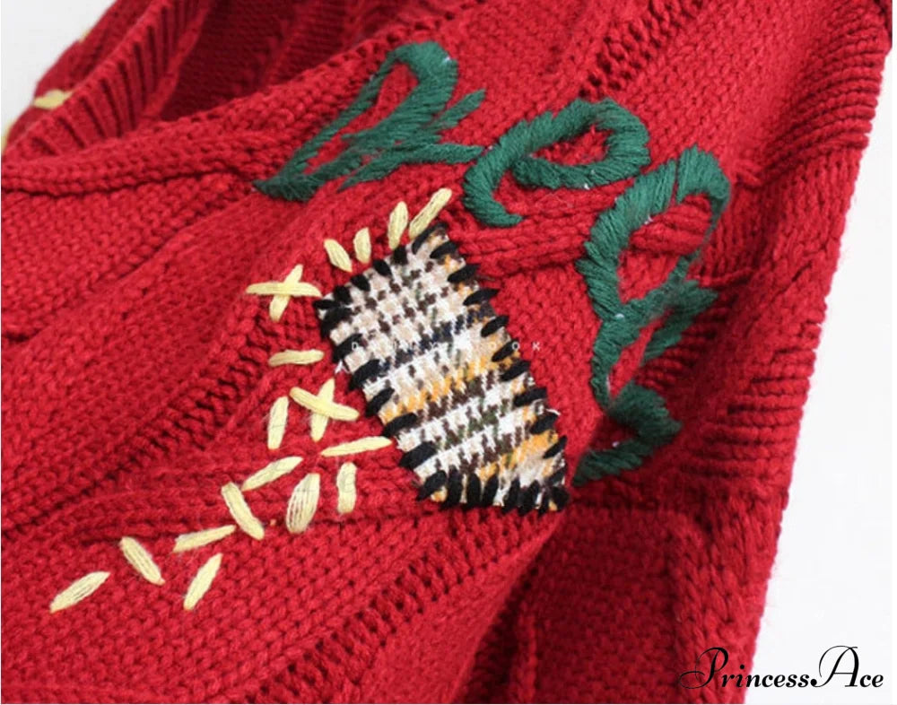 Jacket Loose Pocket Embroidery Fashion Knit Cardigan image 20