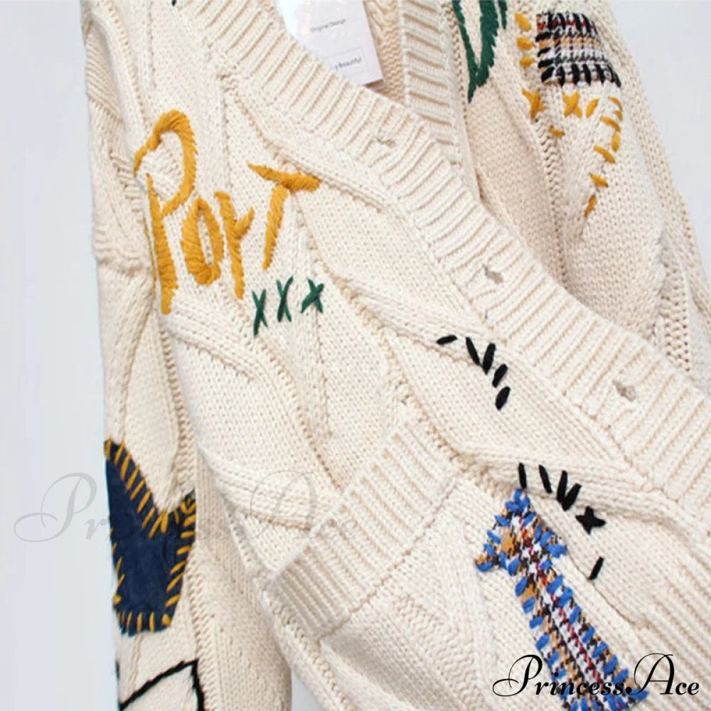 Jacket Loose Pocket Embroidery Fashion Knit Cardigan image 6