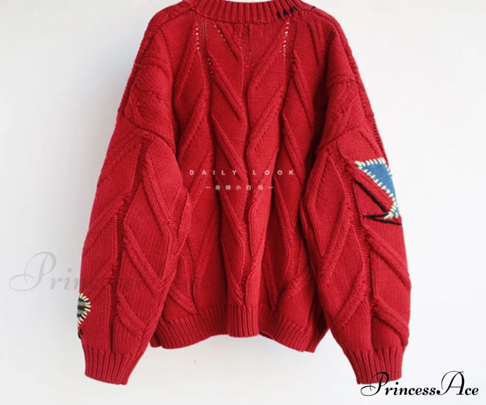 Jacket Loose Pocket Embroidery Fashion Knit Cardigan image 17