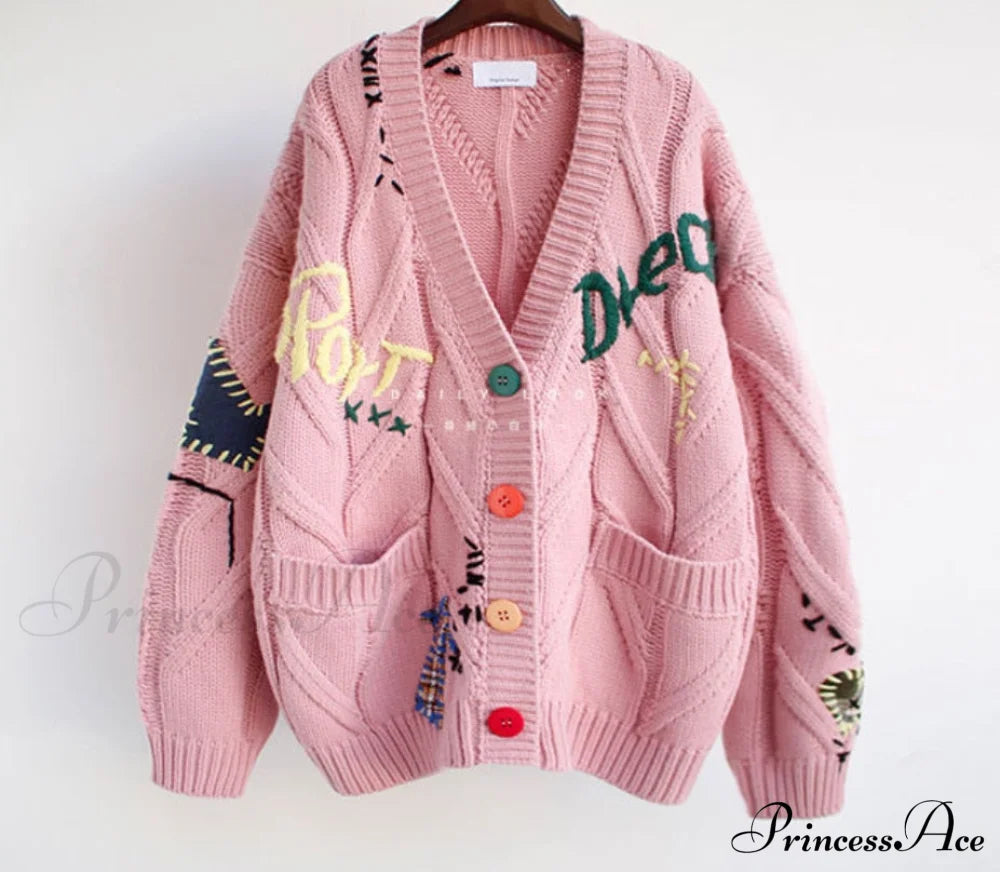 Jacket Loose Pocket Embroidery Fashion Knit Cardigan image 24