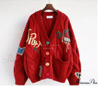 Jacket Loose Pocket Embroidery Fashion Knit Cardigan image 16