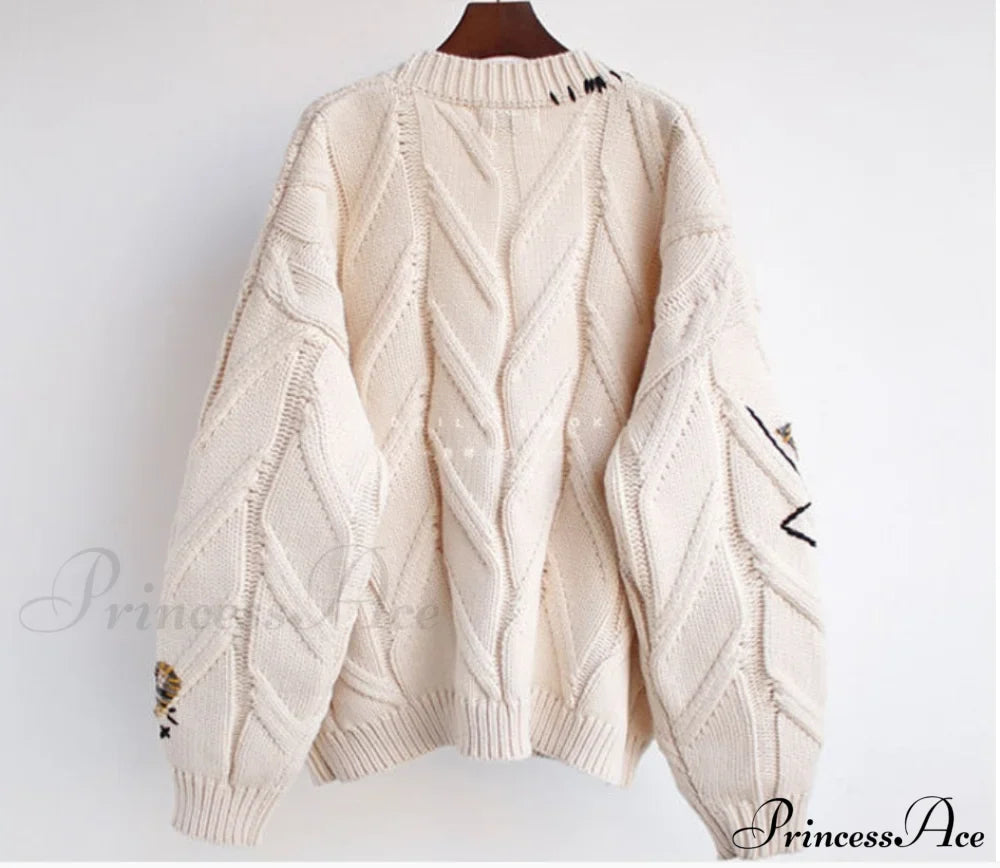 Jacket Loose Pocket Embroidery Fashion Knit Cardigan image 10