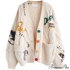 Jacket Loose Pocket Embroidery Fashion Knit Cardigan image 1