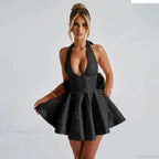 Jacquard Bow Waist Wrap Vacation Dress image 5