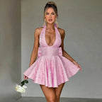 Jacquard Bow Waist Wrap Vacation Dress image 3