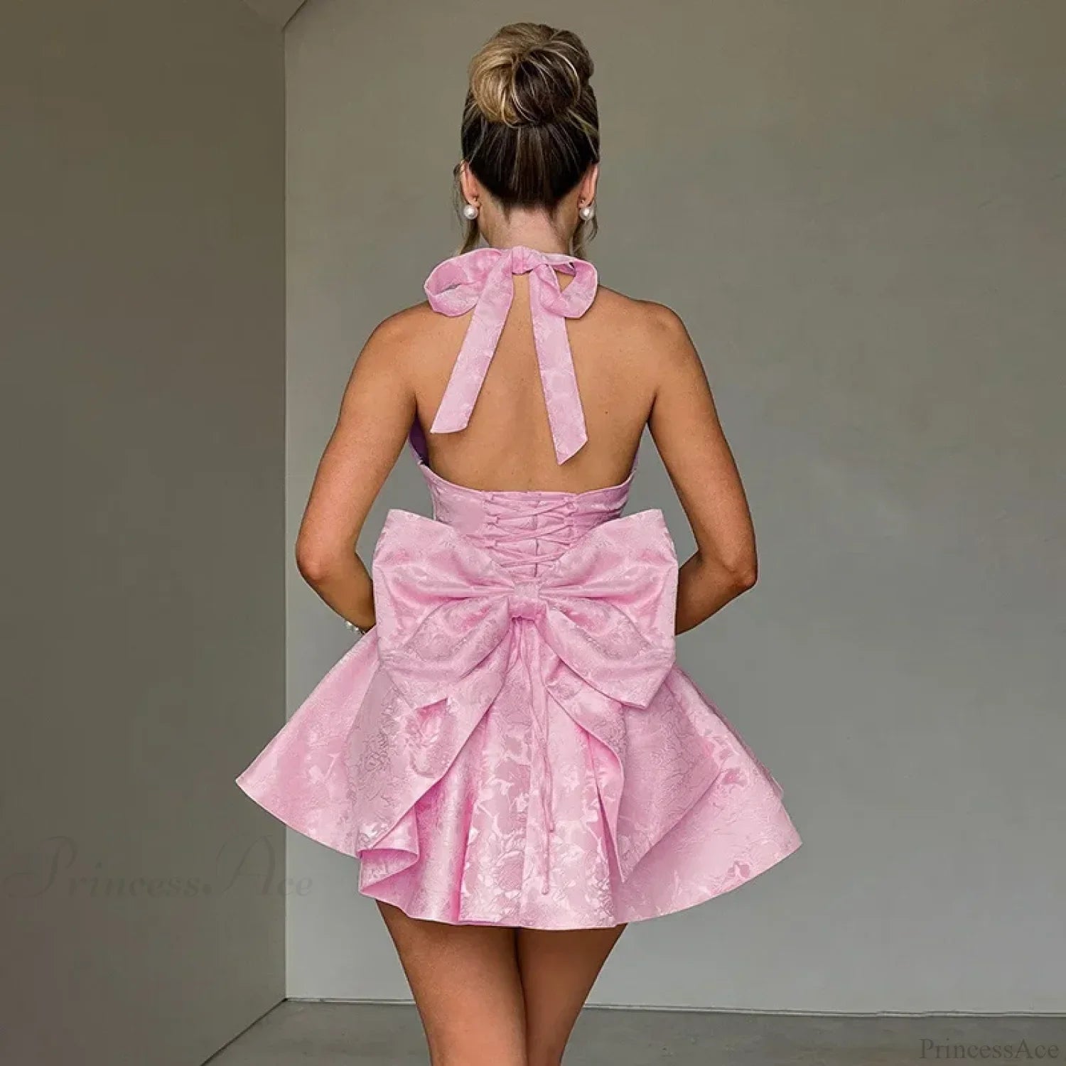 Jacquard Bow Waist Wrap Vacation Dress image 4