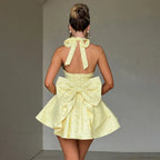 Jacquard Bow Waist Wrap Vacation Dress image 2
