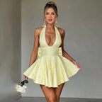 Jacquard Bow Waist Wrap Vacation Dress image 1