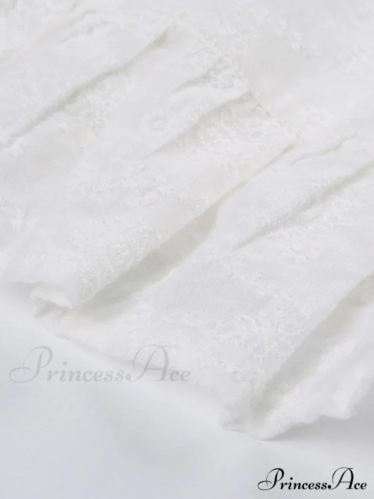 Jacquard Mesh Paneled Trendy White Mini Dress image 4