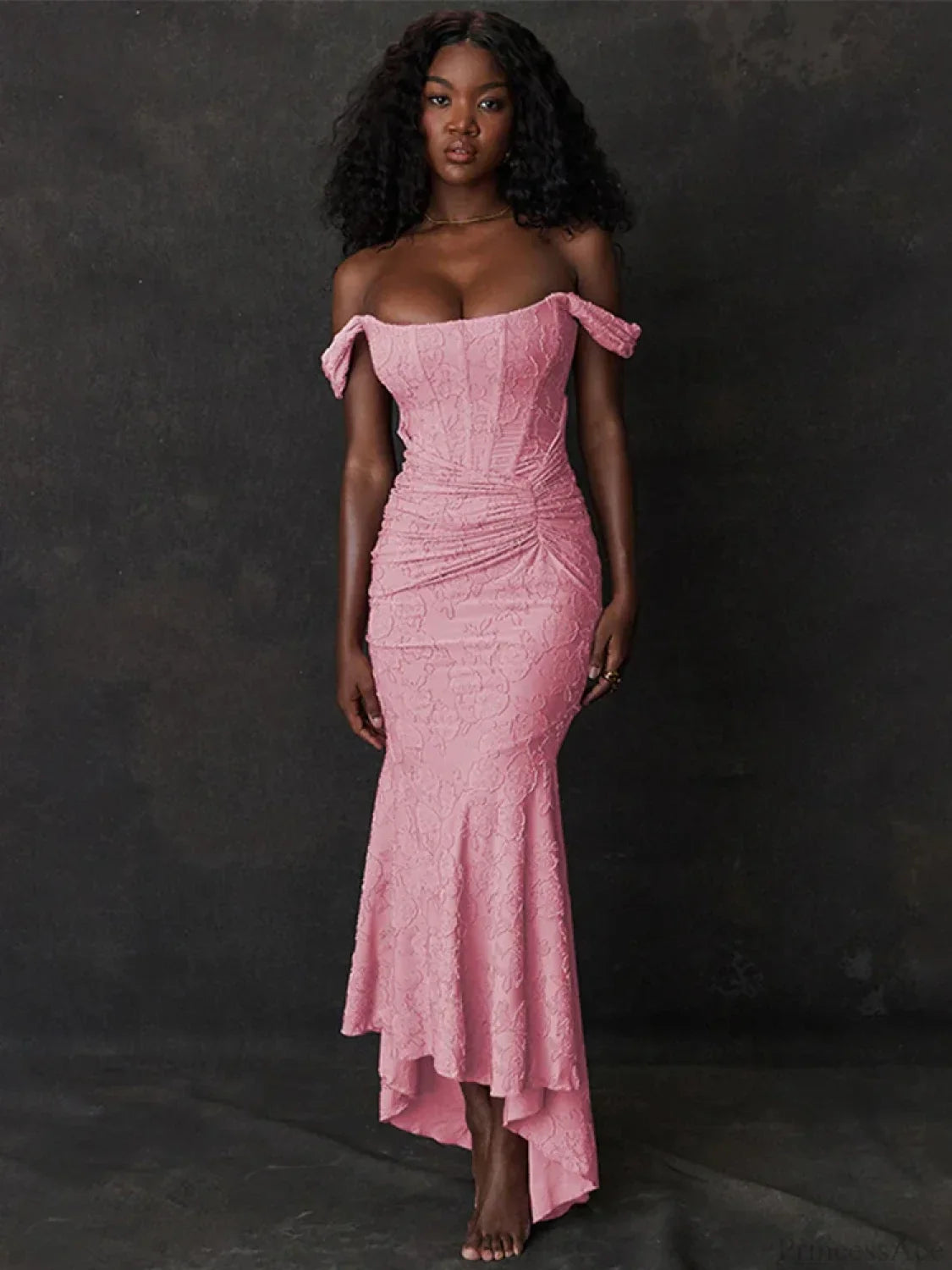 Jacquard Off Shoulder Mermaid Vacation Dress image 4