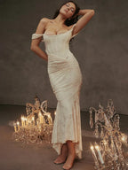 Jacquard Off Shoulder Mermaid Vacation Dress image 3