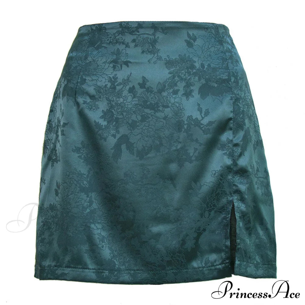 Jacquard Satin Skirt Sexy High Waist Mini Skirt image 6
