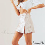 Jacquard Satin Skirt Sexy High Waist Mini Skirt image 5