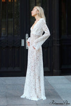 Jacquard Sheer Lace Sexy Bodycon Maxi Dress image 4