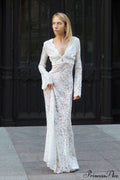 Jacquard Sheer Lace Sexy Bodycon Maxi Dress image 1