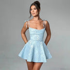 Jacquard Waist Wrap A-line Vacation Dress image 9
