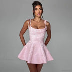 Jacquard Waist Wrap A-line Vacation Dress image 10