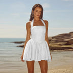 Jacquard Waist Wrap A-line Vacation Dress image 2