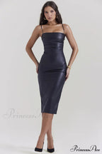 Jalena Black Stylish Leather Strappy Dress image 3