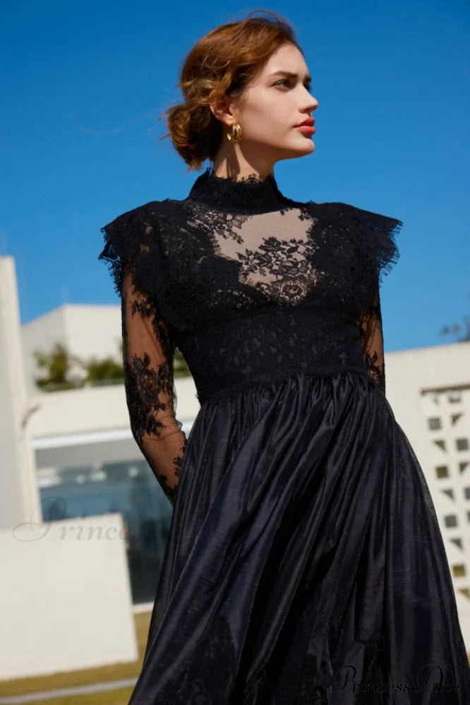 Jamie Black Floral Charming Lace Stitching Dress image 5