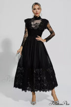 Jamie Black Floral Charming Lace Stitching Dress image 8