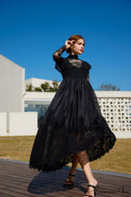 Jamie Black Floral Charming Lace Stitching Dress image 7