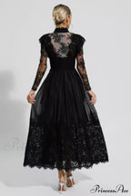 Jamie Black Floral Charming Lace Stitching Dress image 10