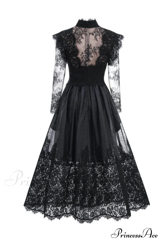 Jamie Black Floral Charming Lace Stitching Dress image 12