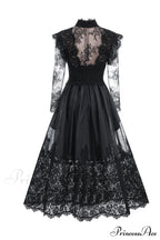 Jamie Black Floral Charming Lace Stitching Dress image 12
