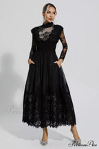 Jamie Black Floral Charming Lace Stitching Dress image 9