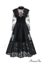 Jamie Black Floral Charming Lace Stitching Dress image 11