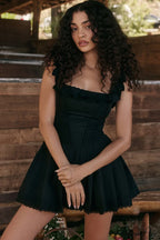 Jemima Black Pin Charming Tuck Pleated Dress image 7