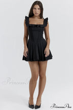 Jemima Black Pin Charming Tuck Pleated Dress image 6