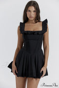 Jemima Black Pin Charming Tuck Pleated Dress image 1