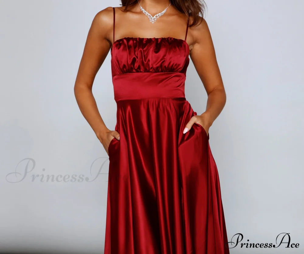 Jenny A-Line Stylish Satin Formal Dress image 8