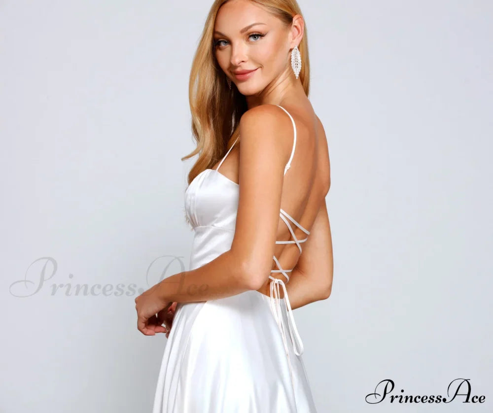 Jenny A-Line Stylish Satin Formal Dress image 5