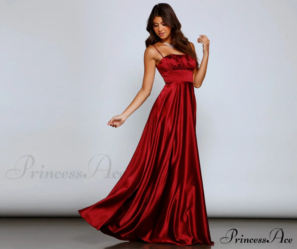 Jenny A-Line Stylish Satin Formal Dress image 11