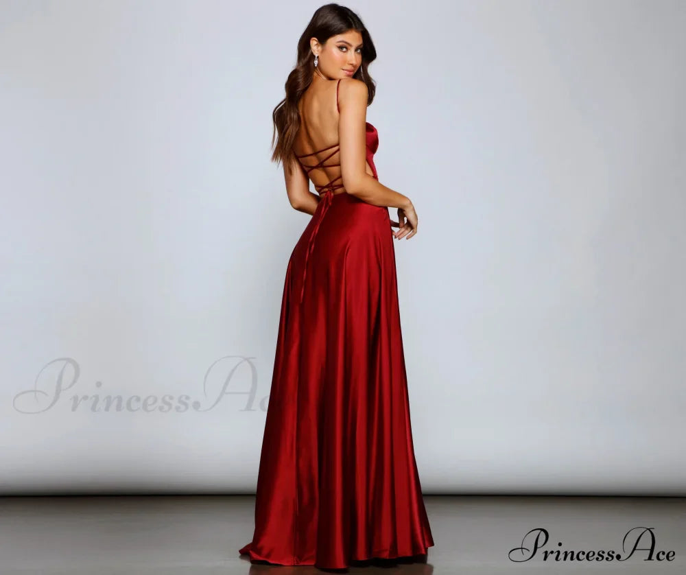 Jenny A-Line Stylish Satin Formal Dress image 7