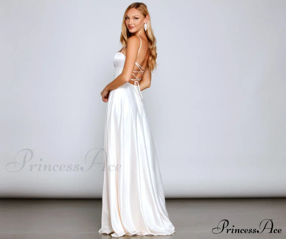Jenny A-Line Stylish Satin Formal Dress image 2