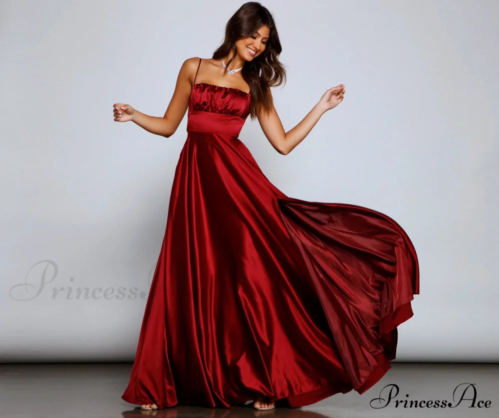 Jenny A-Line Stylish Satin Formal Dress image 6