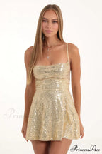 Jewel Sequin Stylish Cowl Neck Dress image 11