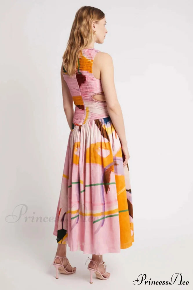 Jolie Abstract Stylish Cut-Out Midi Dress image 8