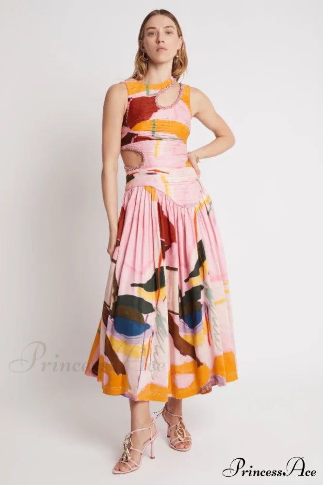 Jolie Abstract Stylish Cut-Out Midi Dress image 7