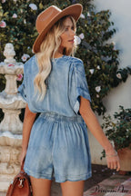 Judith Pocketed Stylish Chambray Romper image 2