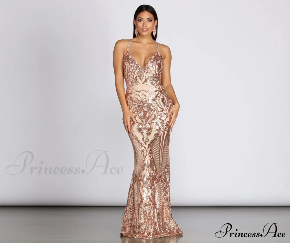 Julieanne Formal Stylish Sequin Scroll Dress image 1